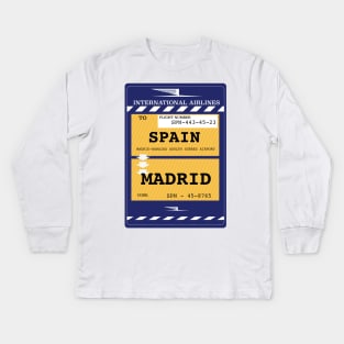 Spain, Madrid Plane ticket Kids Long Sleeve T-Shirt